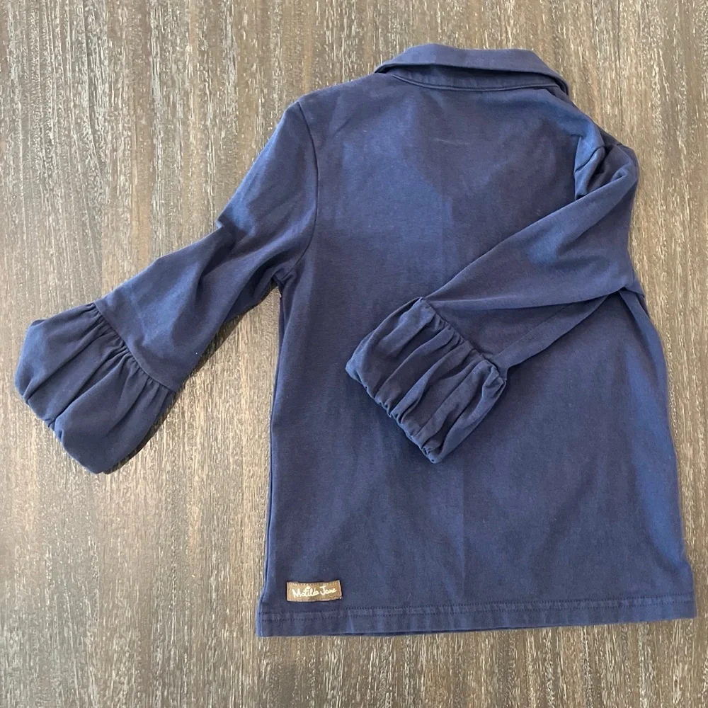 Matilda Jane Puff Sleeve Collared 2 Shirts (1 White and 1 Navy) Size 6